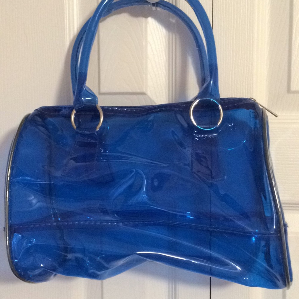 Satchel Handbag Poly Clear Royal Blue